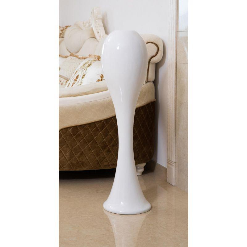 Uniquewise 39 Tall White Narrow Unique Fiberglass Modern Floor Vase