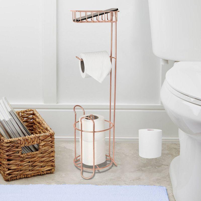 Copper Freestanding Tissue Roll Holder with iPhone Storage