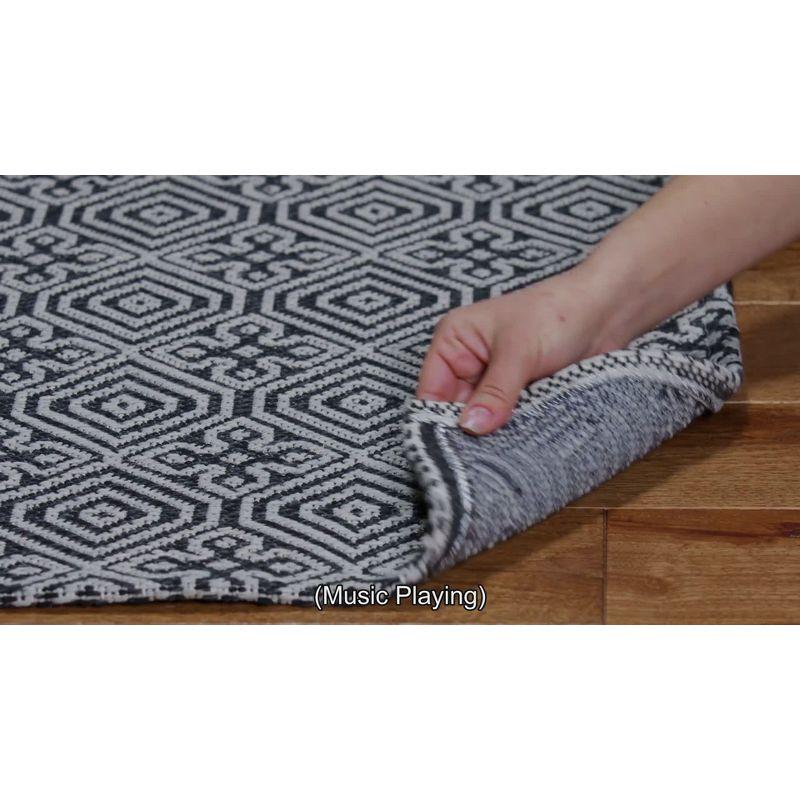 Augustine Black and Light Grey Geometric Flat Woven Rug 4' x 6'