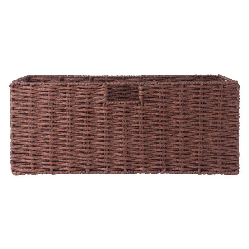 3pc Tessa Woven Rope 2 Small and 1 Large Basket Set Walnut - Winsome: Rectangular Storage Organizer, Spot Clean