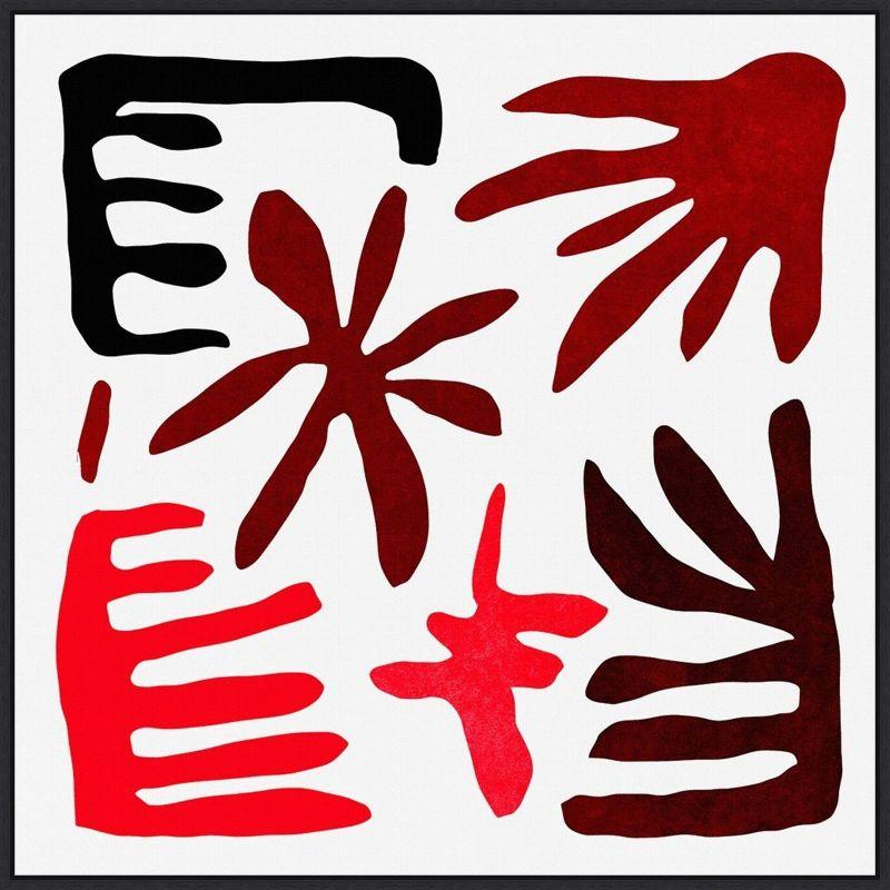 Abstract Red and Black Coral Shapes Canvas Art