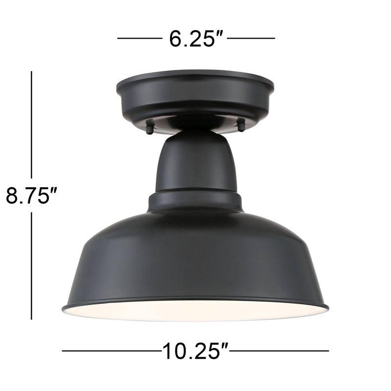 John Timberland Urban Barn Rustic Farmhouse Semi Flush Mount Outdoor Ceiling Light Black Metal 10 1/4" for Post Exterior Barn Deck House Porch Yard