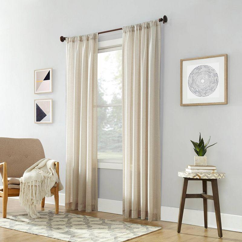54"x84" No. 918 Light Filtering Semi-Sheer Amalfi Rod Pocket Curtain Panel Ivory: Linen Sheer Curtain Panels, Modern Decor