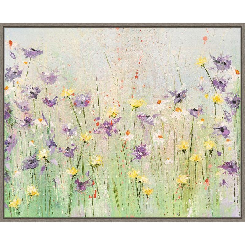 Pastel Floral Meadow Framed Canvas Wall Art Print