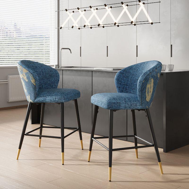 Christopher Knight Home Knox Upholstered Bar Stools With Footrest (Set of 2)