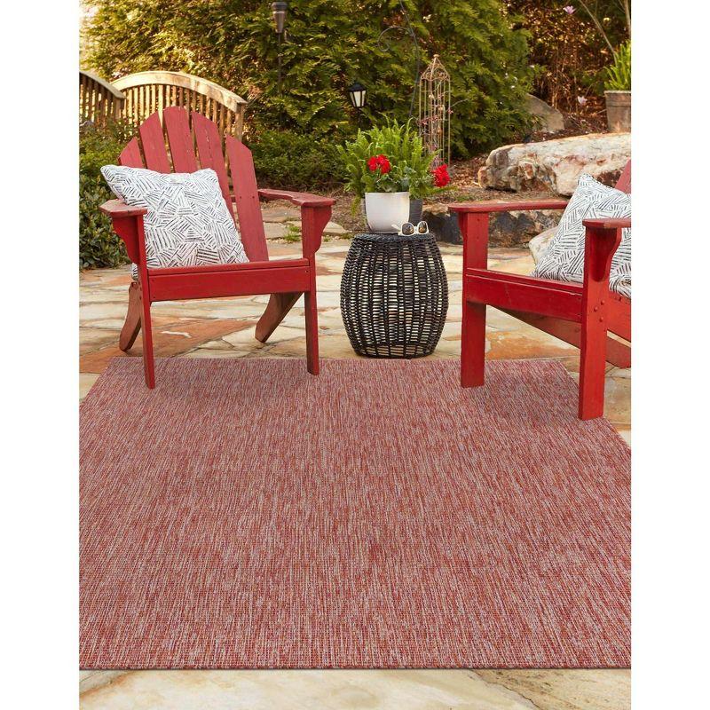 Rust Red Synthetic 4' x 6' Reversible Outdoor Rug