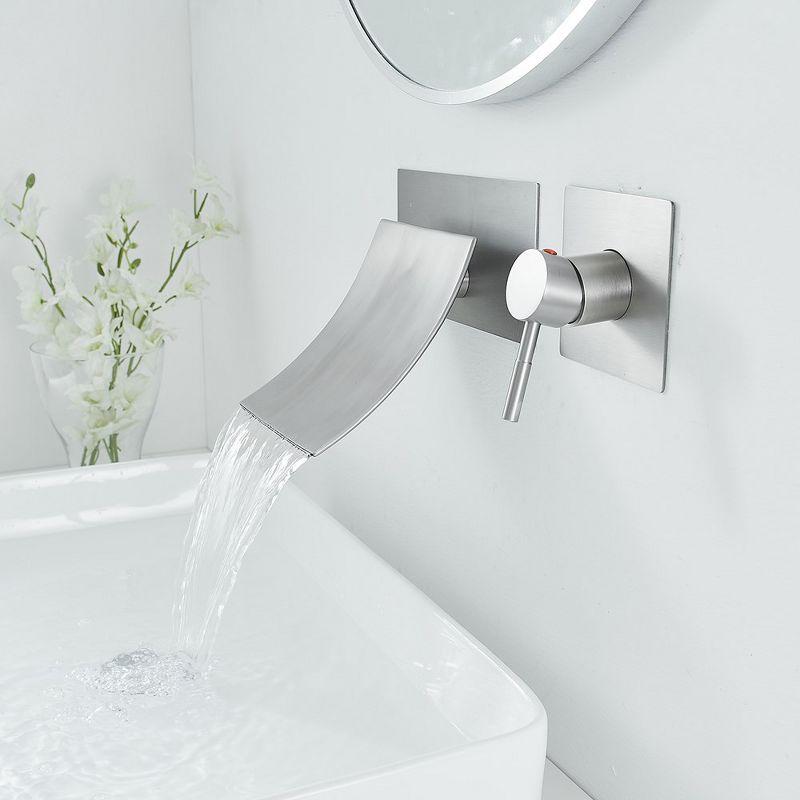 BWE Single Handle Wall Mount Spout Waterfall Bathroom Faucet in Brushed Nickel