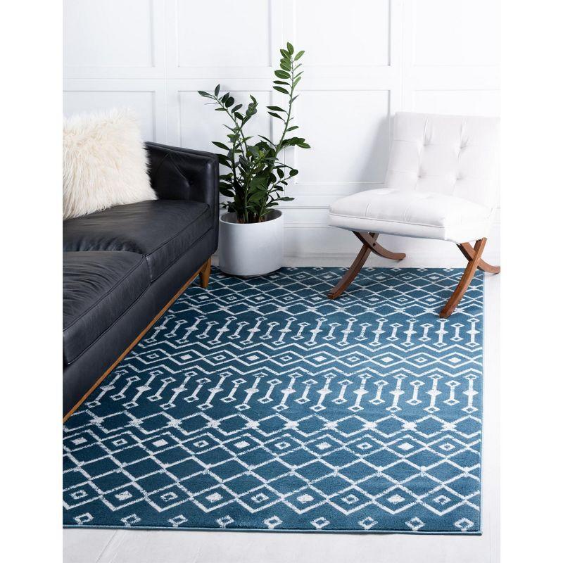 Unique Loom 3' 3 x 5' 3 Rectangle Moroccan Trellis Blue Area Rug