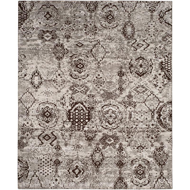 Hand-Knotted Gray Wool Viscose 8' x 10' Area Rug