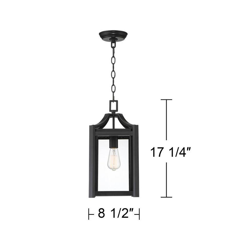 Franklin Iron Works Rockford Rustic Outdoor Hanging Light Black Iron 17" Clear Beveled Glass for Post Exterior Barn Deck House Porch Yard Patio Home