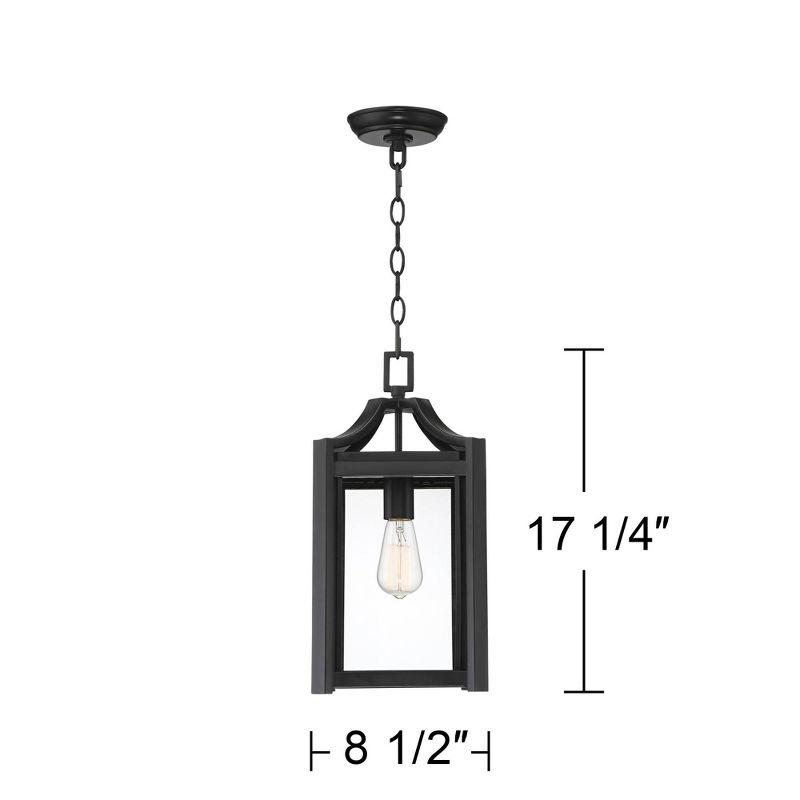 Rockford Rustic Farmhouse Black Iron Outdoor Hanging Light with Clear Beveled Glass