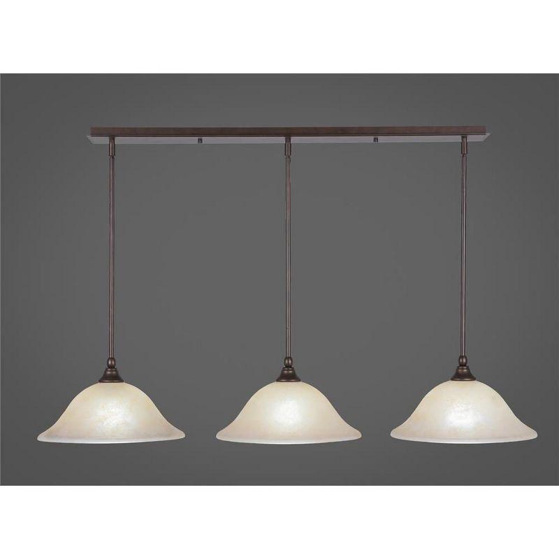 Toltec Lighting Any 3 - Light Chandelier in  Bronze with 12" Amber Marble Shade