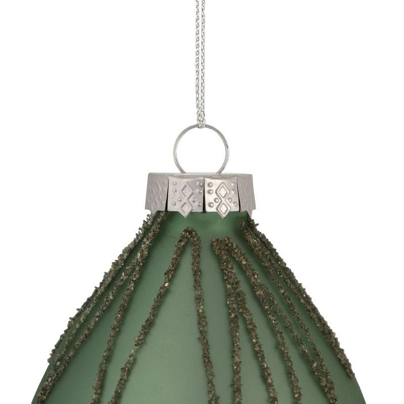 Matte Green Glass Starburst Finial Christmas Ornament