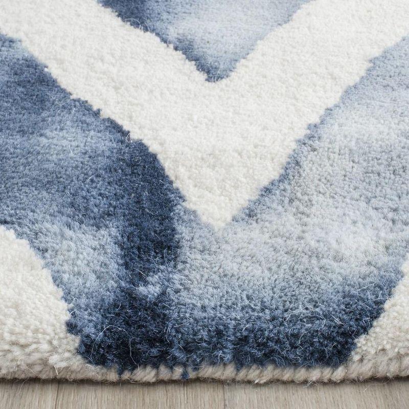 Ivory and Navy Hand-Tufted Wool Runner Rug - 27" x 10"