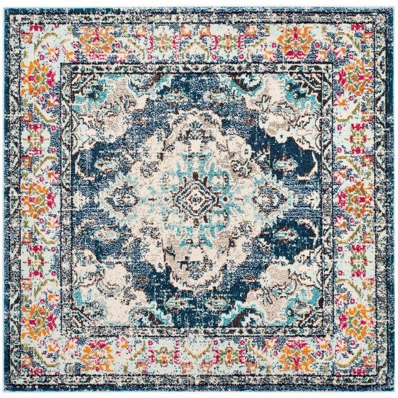 Monaco MNC243 Power Loomed Indoor Accent Rug - Navy/Light Blue - 3'x3' - Safavieh