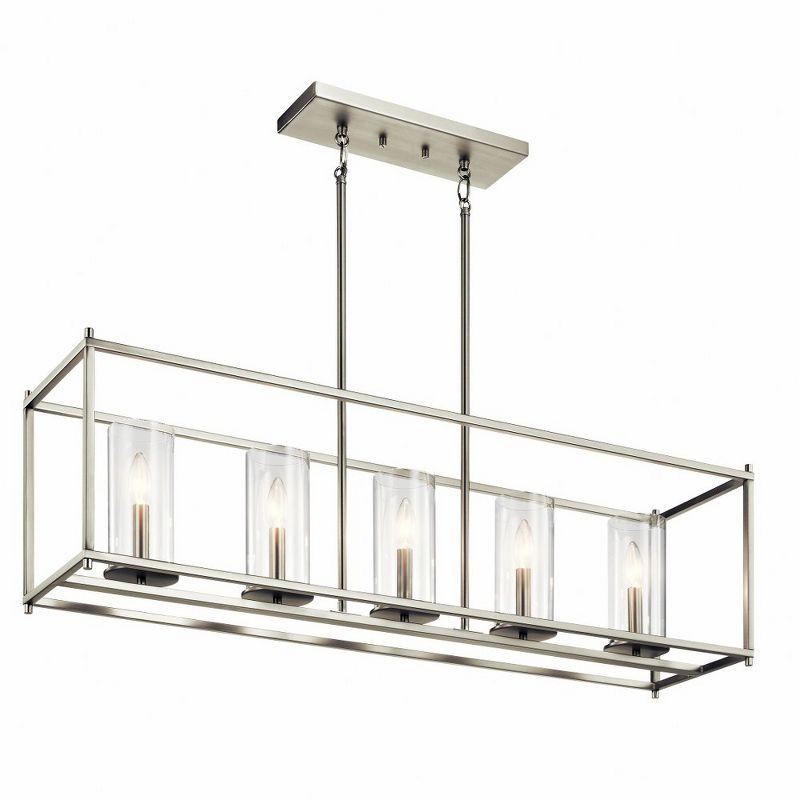 Crosby 13.75" 5 Light Linear Chandelier with Clear Glass Chrome