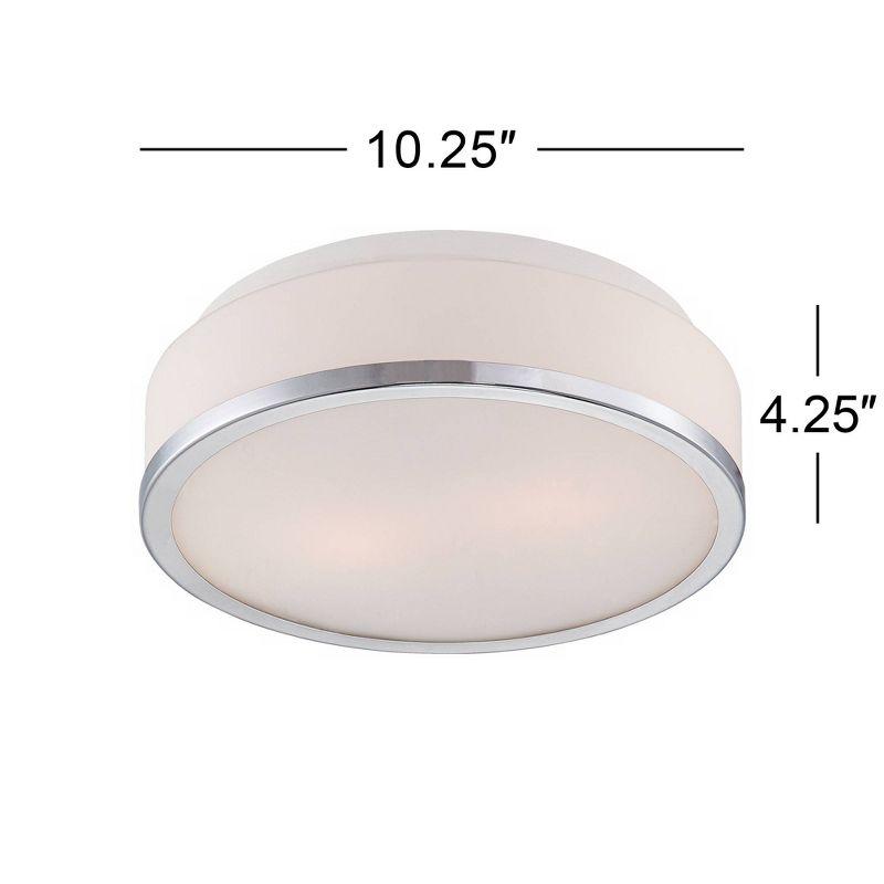 Possini Euro Design Mavis Modern Ceiling Light Flush Mount Fixture 10 1/4" Wide Chrome 2-Light White Opal Glass Shade for Bedroom Kitchen Living Room