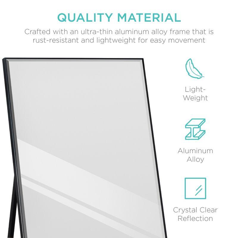 Best Choice Products 65x22in Full Length Mirror, Rectangular Beveled Wall Hanging & Leaning Floor Mirror