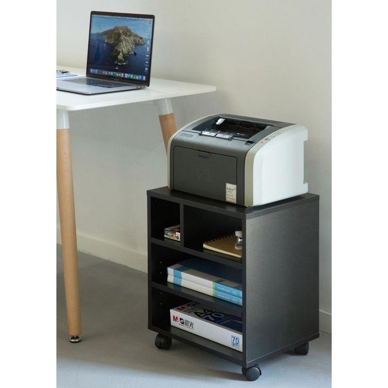 Basicwise Wooden Office Storage Printer Stand with Wheels