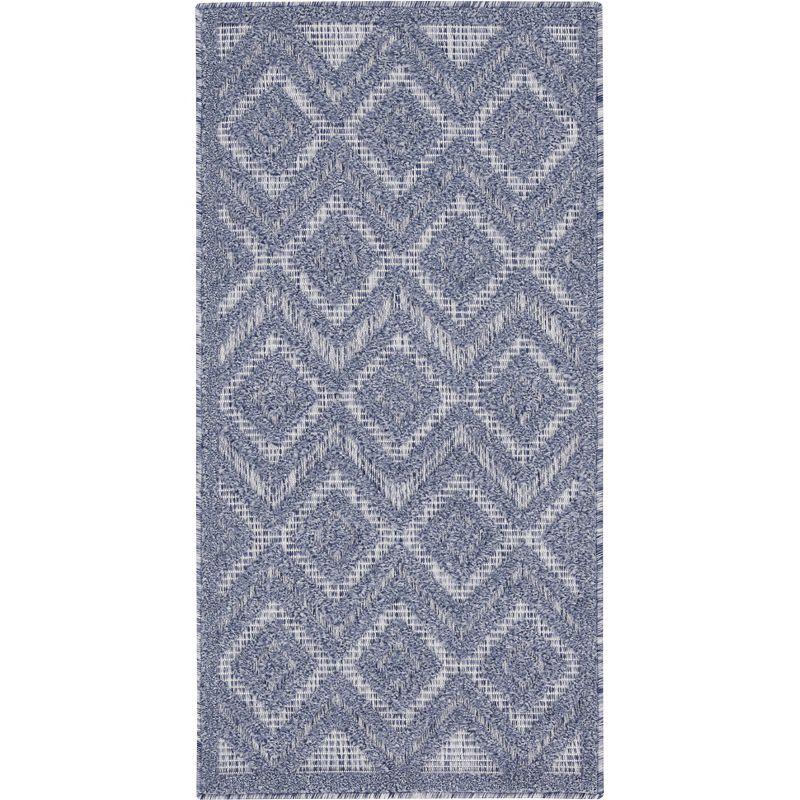 Denim Blue Diamond Design Indoor/Outdoor Synthetic Area Rug