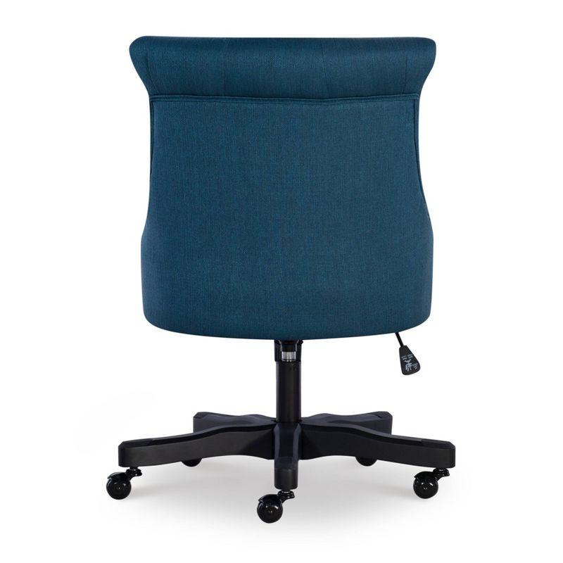 Sinclair Traditional Tufted Wood Base Swivel Azure Office Chair Blue - Linon