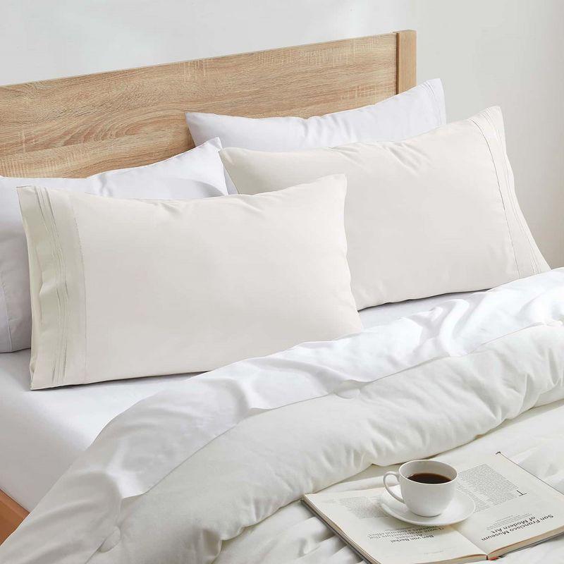 Nestl Luxury Soft Microfiber Standard/Queen Size Pillowcases, Set of 2, Off White