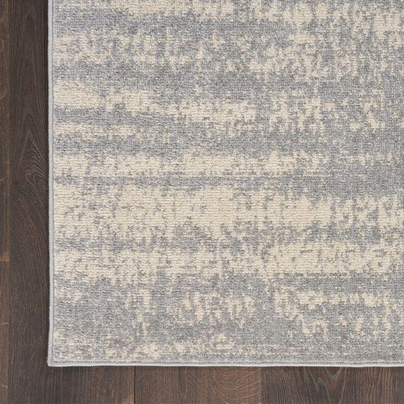 Reversible Grey/Beige Abstract Synthetic 3' x 5' Area Rug