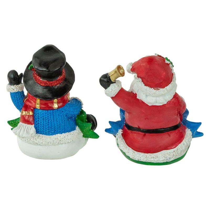 Northlight Santa "Noel" and Snowman "Joy" Glitter Christmas Stocking Holders - 5" - Set of 2