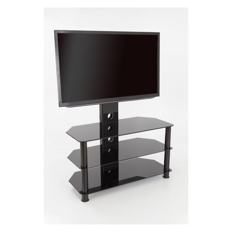 AVF TV Stand for TVs up to 60" with TV Mount Black: Tempered Glass Shelving, Metal Frame, Integrated Mount