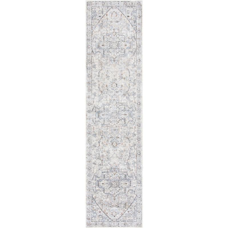 Mayflower Light Blue and Beige Synthetic Runner Rug