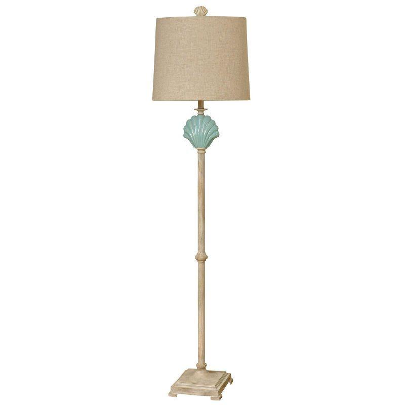 Gili Beach Blue Ceramic Floor Lamp with Beige Shade