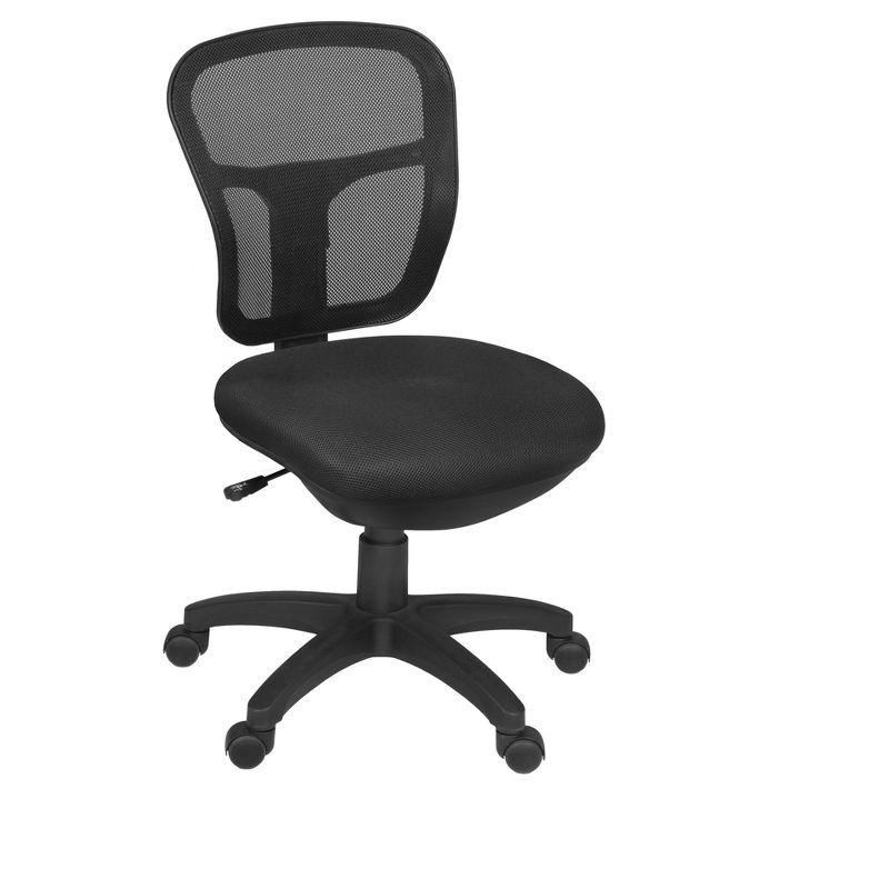 Black Mesh Armless Swivel Task Chair with Metal Base