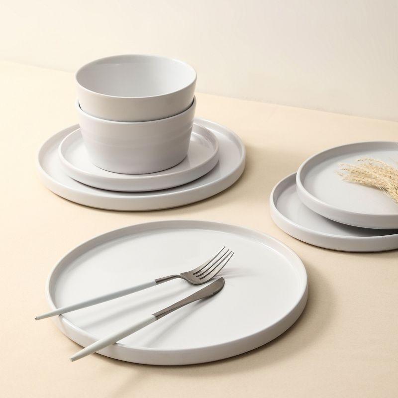 White Ceramic 16-Piece Outdoor Dinnerware Set, Service for 4