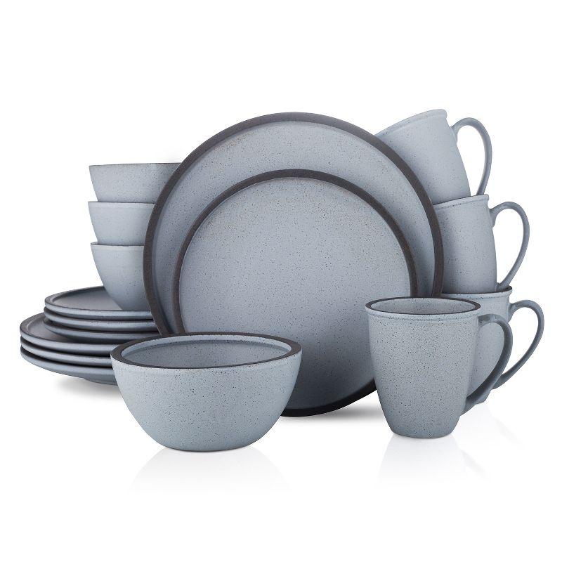 Blue and Grey Ceramic 16-Piece Dinnerware Set