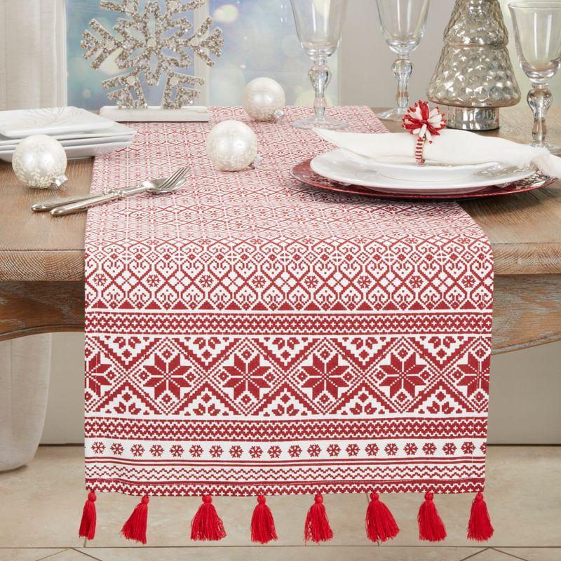 Saro Lifestyle Christmas Pattern Cotton Table Runner