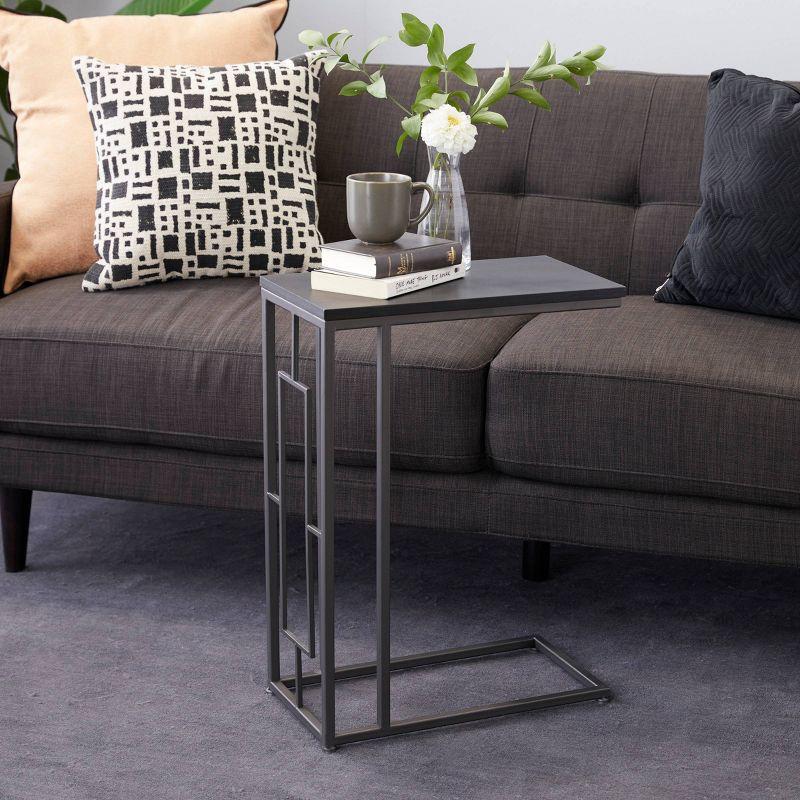 Contemporary Iron and Wood Accent Table Dark Gray - Olivia & May