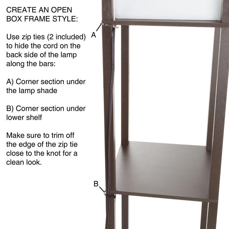 Torchiere Floor Lamp Brown with Storage Shelves & Includes LED Bulb - Lavish Home: Modern Etagere Design, Pull Chain