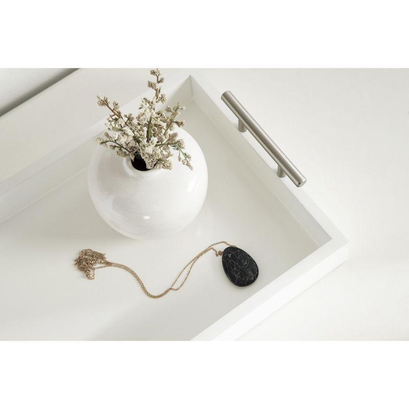 Kate and Laurel Lipton Tray, 10x24, White and Silver