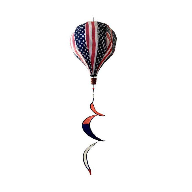 Patriotic Red White & Blue Hot Air Balloon Wind Spinner