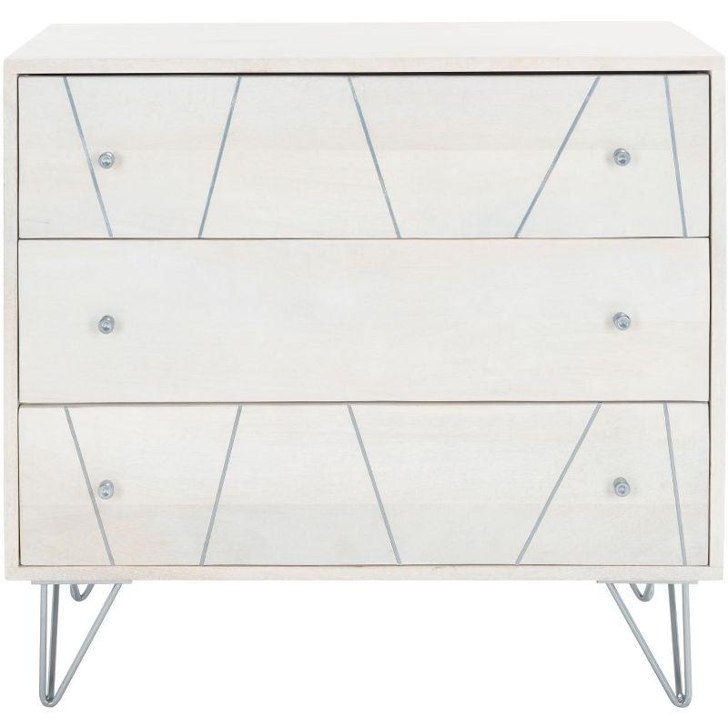 Marigold 3 Drawer Chest - CHS9001 - White Washed/Silver - Safavieh