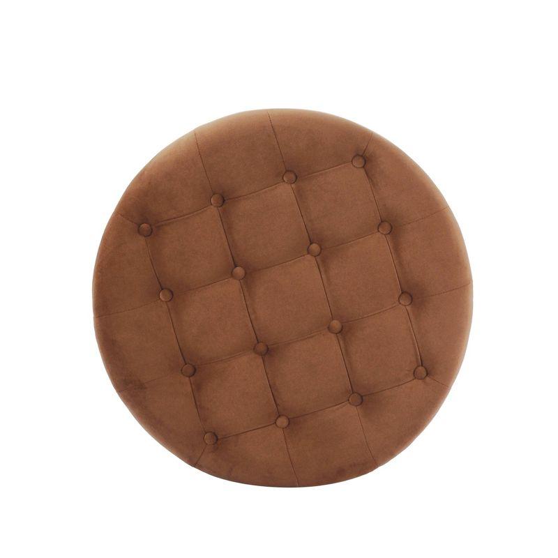 Tufted Round Storage Ottoman Spice Velvet - HomePop