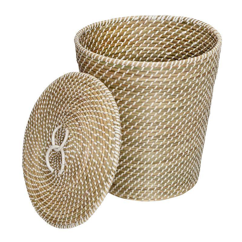 Natural Seagrass Round Nesting Storage Basket Set with Lids
