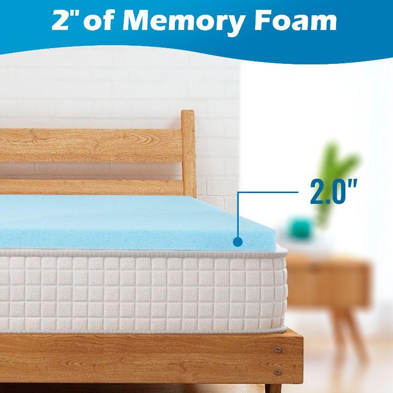 FDW 2 Inch Gel Memory Foam Mattress Topper/CertiPUR-US Certified/Gel Infused Mattress Topper/Easy to Clean