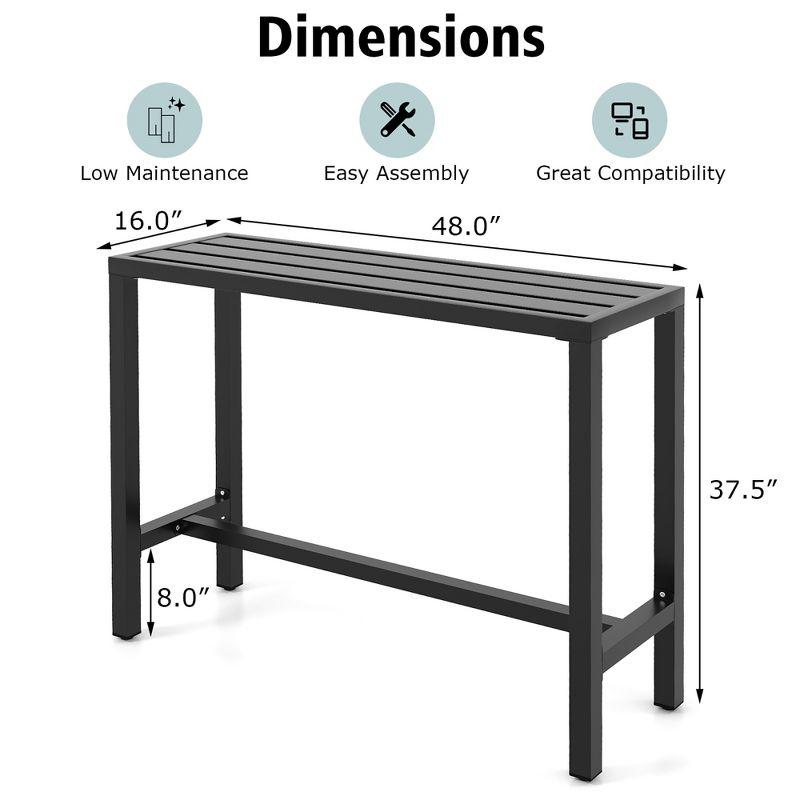 Costway Outdoor Metal Bar Table 48'' Patio Rectangular Counter Height Dining Table Black