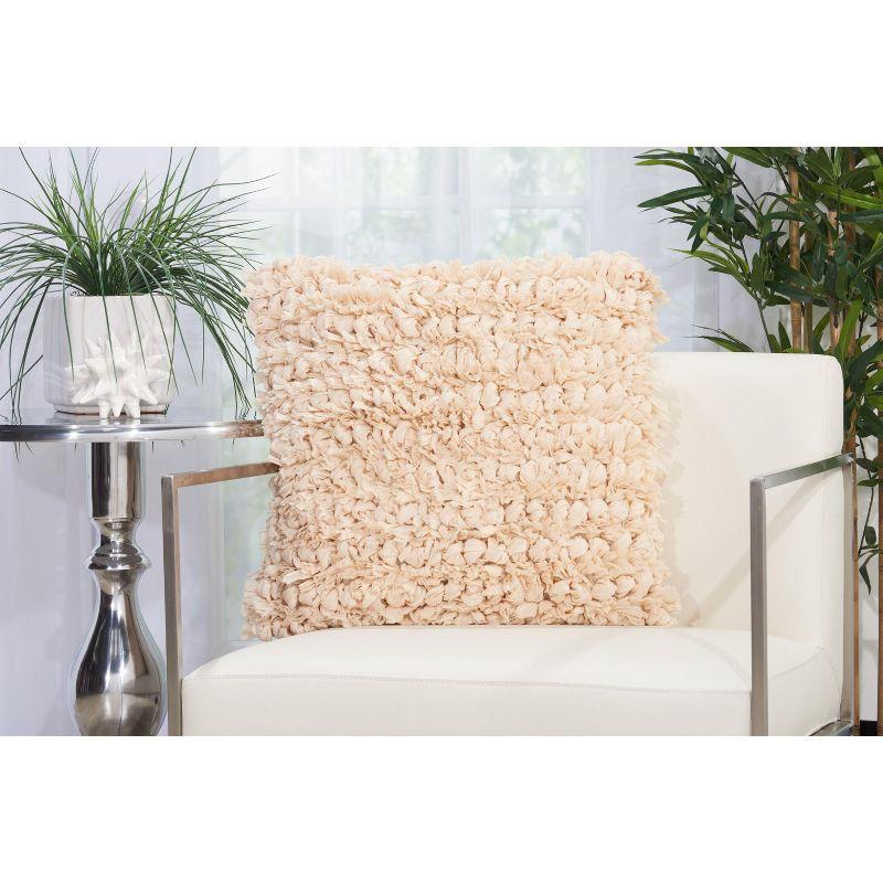 Nourison Paper Loop Shag Beige Throw Pillow - 20" x 20"