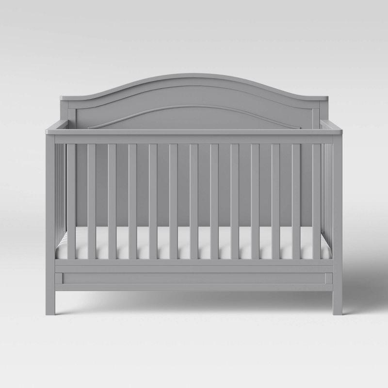 Gray Pinewood 4-in-1 Convertible Crib with Arched Headboard