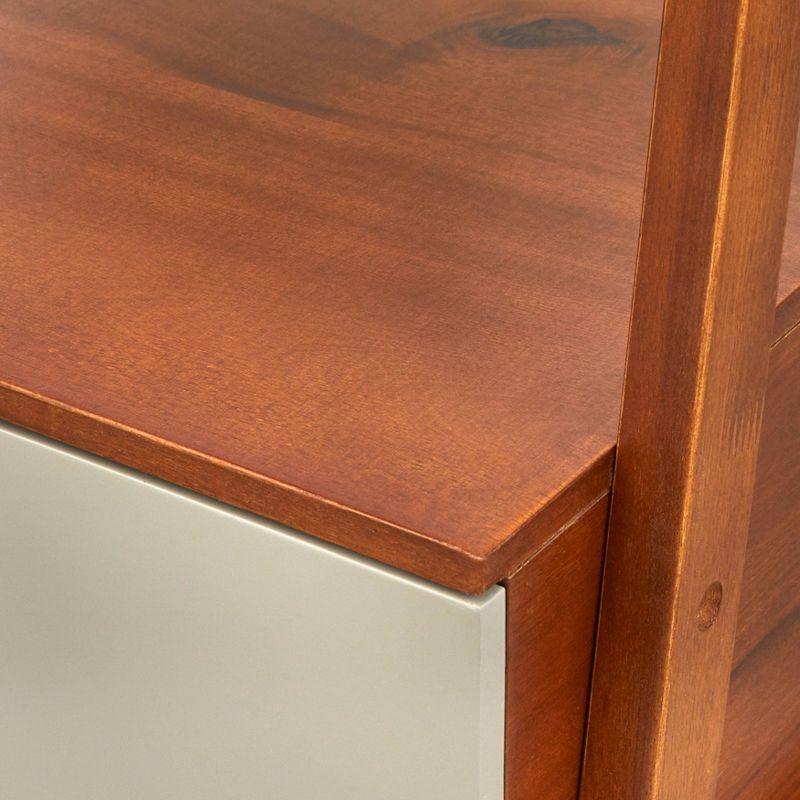 71" Nordic Ladder Shelf Walnut - Lifestorey: Mid-Century Modern Bookcase with Drawer, Open Back Design