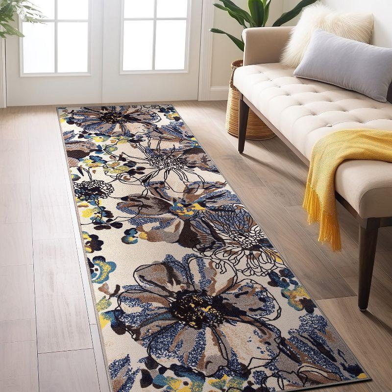 World Rug Gallery Modern Bright Flowers Non-Slip Area Rug