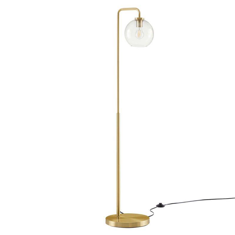 Arc Satin Brass Glass Globe Floor Lamp, 58" Tall