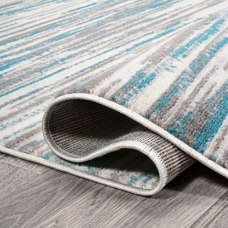 Abstract Linear Stripe Gray Synthetic Area Rug